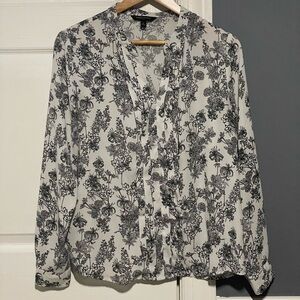 Banana Republic Black Floral Blouse